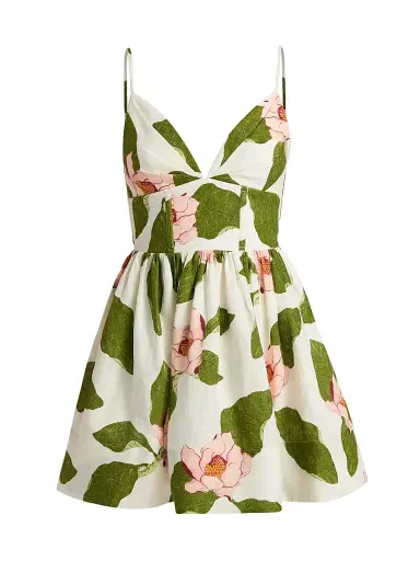 Cara Cara Women's Pero Floral Linen Minidress - Lotus | Thumbnail 1 Cara Cara Women's Pero Floral Linen Minidress - Lotus | Thumbnail 1