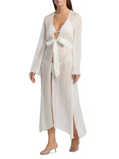 Milly Women's Vince Pinstriped Cover-Up Robe | Thumbnail 2 Milly Women's Vince Pinstriped Cover-Up Robe | Thumbnail 2