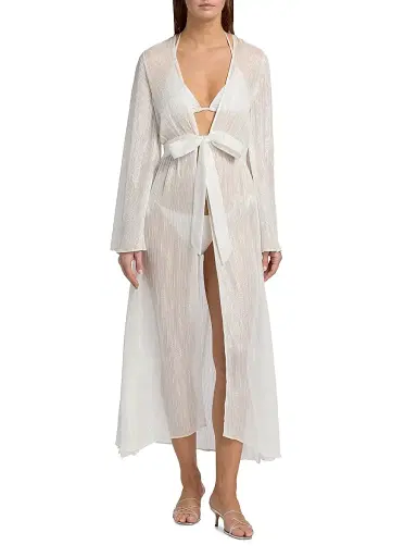 Milly Women's Vince Pinstriped Cover-Up Robe | Thumbnail 3 Milly Women's Vince Pinstriped Cover-Up Robe | Thumbnail 3