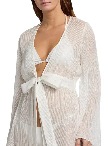 Milly Women's Vince Pinstriped Cover-Up Robe | Thumbnail 5 Milly Women's Vince Pinstriped Cover-Up Robe | Thumbnail 5