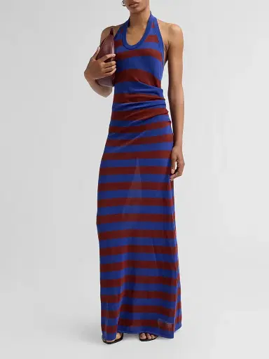 Proenza Schouler Women's Frann Striped Cotton Maxi Dress - Sapphire Multi - Size XL | Thumbnail 4 Proenza Schouler Women's Frann Striped Cotton Maxi Dress - Sapphire Multi - Size XL | Thumbnail 4
