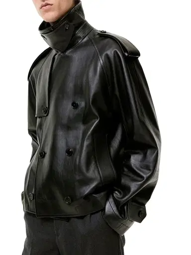 Burberry Men's Leadenham Leather Trench-Style Jacket - Black | Thumbnail 3 Burberry Men's Leadenham Leather Trench-Style Jacket - Black | Thumbnail 3