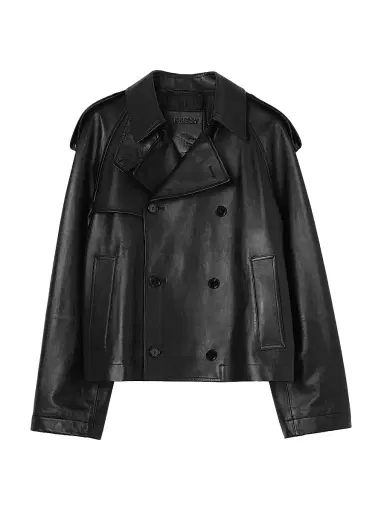 Burberry Men's Leadenham Leather Trench-Style Jacket - Black | Thumbnail 1 Burberry Men's Leadenham Leather Trench-Style Jacket - Black | Thumbnail 1
