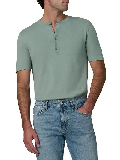Joe's Jeans Men's Cotton-Linen Henley - Green Milieu - Size XXL | Thumbnail 3 Joe's Jeans Men's Cotton-Linen Henley - Green Milieu - Size XXL | Thumbnail 3