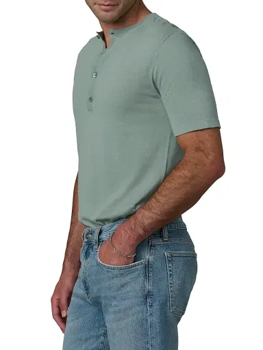 Joe's Jeans Men's Cotton-Linen Henley - Green Milieu - Size XXL | Thumbnail 4 Joe's Jeans Men's Cotton-Linen Henley - Green Milieu - Size XXL | Thumbnail 4