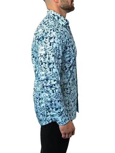 Maceoo Men's Fibonacci Polynesian Shirt - Blue | Thumbnail 5 Maceoo Men's Fibonacci Polynesian Shirt - Blue | Thumbnail 5