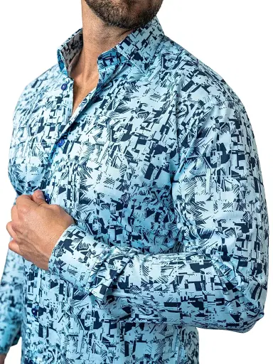 Maceoo Men's Fibonacci Polynesian Shirt - Blue | Thumbnail 8 Maceoo Men's Fibonacci Polynesian Shirt - Blue | Thumbnail 8