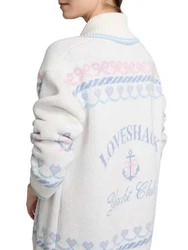LoveShackFancy Women's Aribella Rib-Knit Nautical Cotton Cardigan - Seaglass Kiss - Size Large | Thumbnail 6 LoveShackFancy Women's Aribella Rib-Knit Nautical Cotton Cardigan - Seaglass Kiss - Size Large | Thumbnail 6