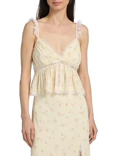 LoveShackFancy Women's Nicoleta Floral Laced Top - Lemon Haze | Thumbnail 3 LoveShackFancy Women's Nicoleta Floral Laced Top - Lemon Haze | Thumbnail 3