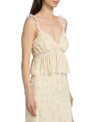 LoveShackFancy Women's Nicoleta Floral Laced Top - Lemon Haze | Thumbnail 4 LoveShackFancy Women's Nicoleta Floral Laced Top - Lemon Haze | Thumbnail 4