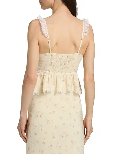 LoveShackFancy Women's Nicoleta Floral Laced Top - Lemon Haze | Thumbnail 5 LoveShackFancy Women's Nicoleta Floral Laced Top - Lemon Haze | Thumbnail 5