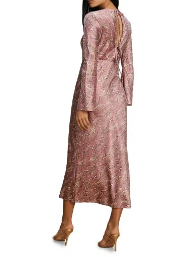Veronica Beard Women's Gemma Floral Silk-Blend Midi-Dress - Orchid Haze Multi | Thumbnail 4 Veronica Beard Women's Gemma Floral Silk-Blend Midi-Dress - Orchid Haze Multi | Thumbnail 4
