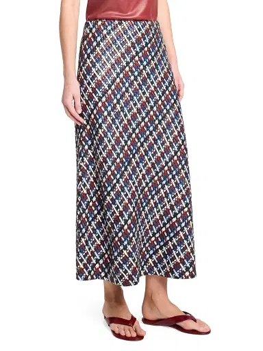 TWP Women's Woven Leather A-Line Midi-Skirt - Blue Multi - Size 2 | Thumbnail 4 TWP Women's Woven Leather A-Line Midi-Skirt - Blue Multi - Size 2 | Thumbnail 4