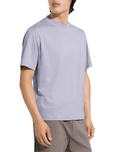 Theory Men's Striped Relaxed-Fit T-Shirt - Gray Lilac | Thumbnail 4 Theory Men's Striped Relaxed-Fit T-Shirt - Gray Lilac | Thumbnail 4