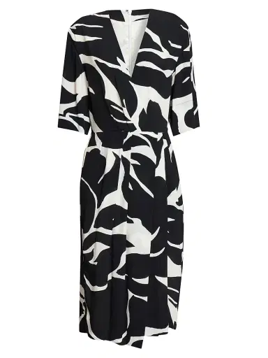 Dries Van Noten Women's Daronga Hawaiian Flower Crepe Draped Dress - Black | Thumbnail 1 Dries Van Noten Women's Daronga Hawaiian Flower Crepe Draped Dress - Black | Thumbnail 1