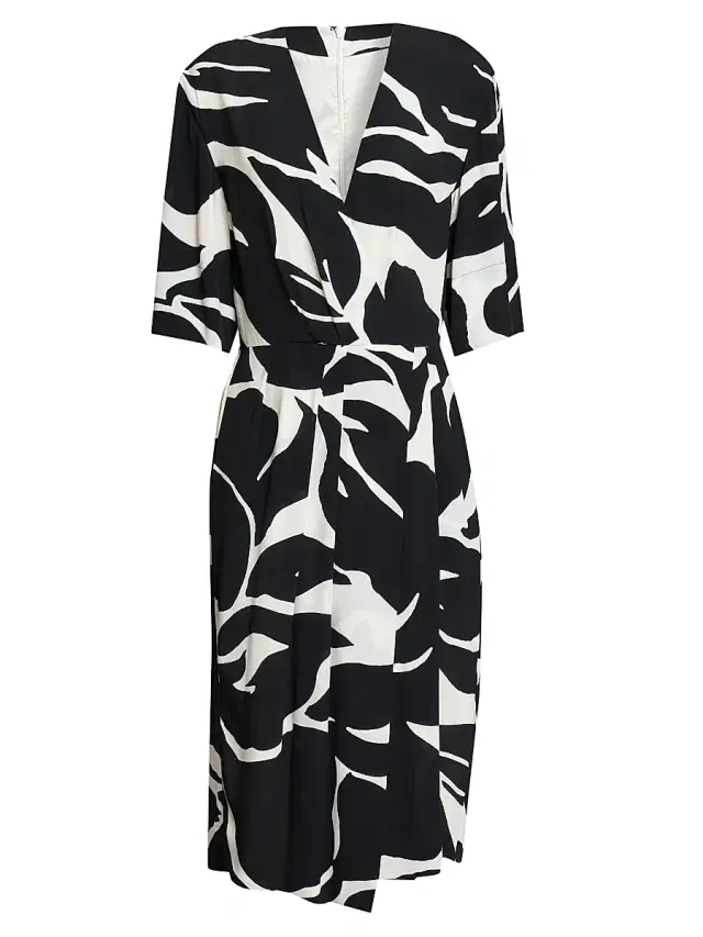 Women's Daronga Hawaiian Flower Crepe Draped Dress - Black Women's Daronga Hawaiian Flower Crepe Draped Dress - Black