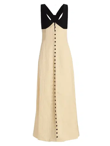 Rosie Assoulin Women's Row, Row, Row Your Buttons Linen-Blend Maxi Dress - Buttercream | Thumbnail 1 Rosie Assoulin Women's Row, Row, Row Your Buttons Linen-Blend Maxi Dress - Buttercream | Thumbnail 1