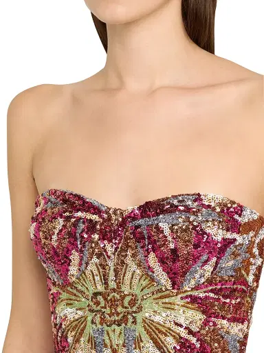 Bronx and Banco Women's Dahlia Floral-Sequined Strapless Gown | Thumbnail 5 Bronx and Banco Women's Dahlia Floral-Sequined Strapless Gown | Thumbnail 5