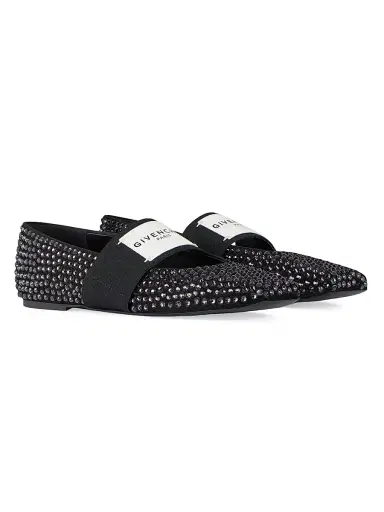 Givenchy Women's Sliced Square Ballerinas in Suede with Strass - Black | Thumbnail 2 Givenchy Women's Sliced Square Ballerinas in Suede with Strass - Black | Thumbnail 2