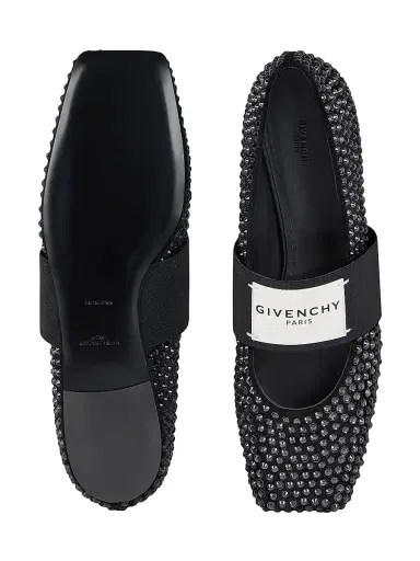 Givenchy Women's Sliced Square Ballerinas in Suede with Strass - Black | Thumbnail 4 Givenchy Women's Sliced Square Ballerinas in Suede with Strass - Black | Thumbnail 4