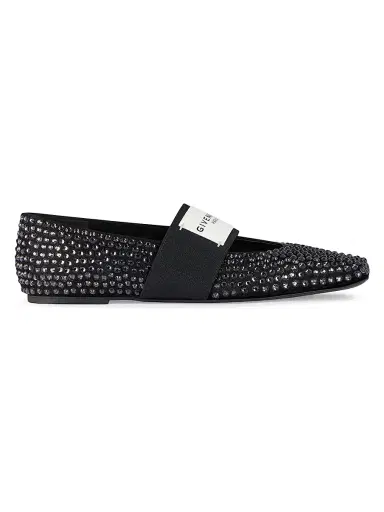 Givenchy Women's Sliced Square Ballerinas in Suede with Strass - Black | Thumbnail 1 Givenchy Women's Sliced Square Ballerinas in Suede with Strass - Black | Thumbnail 1