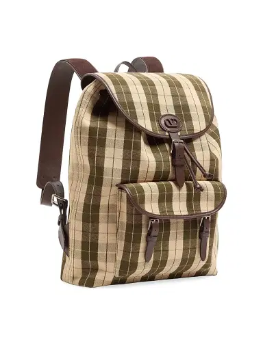 Valentino Garavani Men's Antibes Backpack in Check Fabric - Green Beige | Thumbnail 3 Valentino Garavani Men's Antibes Backpack in Check Fabric - Green Beige | Thumbnail 3