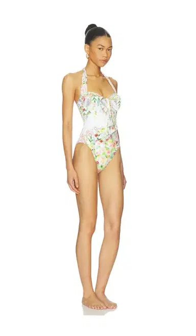 Camilla Bow Tie Gathered Underwire Halter One Piece | Thumbnail 2 Camilla Bow Tie Gathered Underwire Halter One Piece | Thumbnail 2