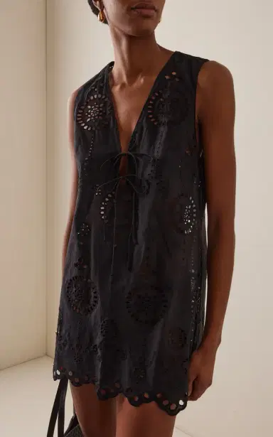 Matteau Broderie Anglise Cotton Tie Mini Dress | Thumbnail 3 Matteau Broderie Anglise Cotton Tie Mini Dress | Thumbnail 3