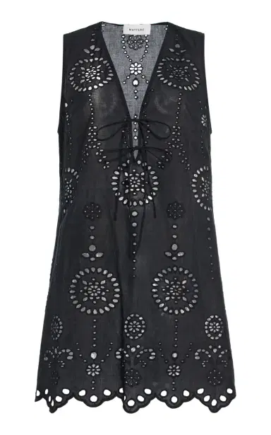Matteau Broderie Anglise Cotton Tie Mini Dress | Thumbnail 1 Matteau Broderie Anglise Cotton Tie Mini Dress | Thumbnail 1