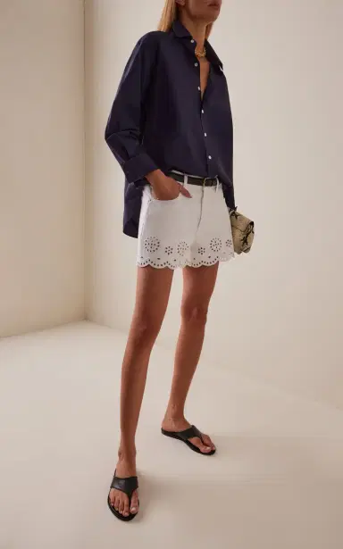 FRAME The Long Hang Eyelet Cotton Shorts | Thumbnail 2 FRAME The Long Hang Eyelet Cotton Shorts | Thumbnail 2
