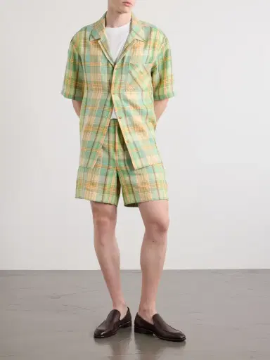 God’s True Cashmere Straight-Leg Checked Linen Shorts - Men | Thumbnail 2 God’s True Cashmere Straight-Leg Checked Linen Shorts - Men | Thumbnail 2