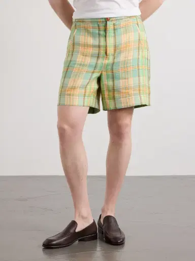 God’s True Cashmere Straight-Leg Checked Linen Shorts - Men | Thumbnail 3 God’s True Cashmere Straight-Leg Checked Linen Shorts - Men | Thumbnail 3