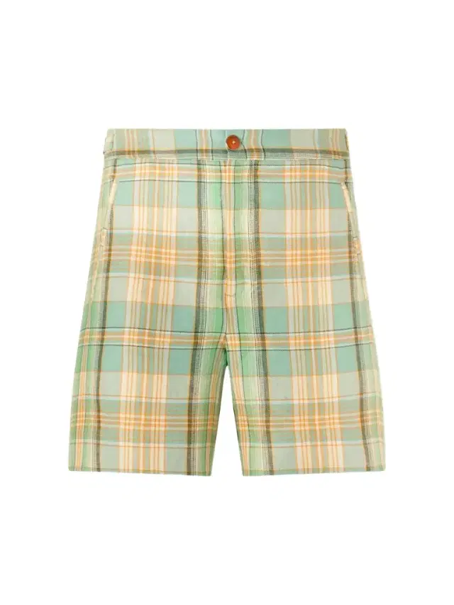 Straight-Leg Checked Linen Shorts - Men Straight-Leg Checked Linen Shorts - Men