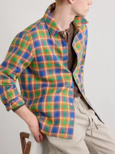God’s True Cashmere Checked Linen Shirt - Men | Thumbnail 5 God’s True Cashmere Checked Linen Shirt - Men | Thumbnail 5