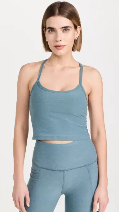 Beyond Yoga pacedye lim Racerback Cropped Tank torm Heather | Thumbnail 2 Beyond Yoga pacedye lim Racerback Cropped Tank torm Heather | Thumbnail 2