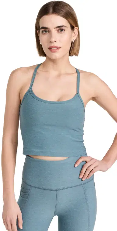 Beyond Yoga pacedye lim Racerback Cropped Tank torm Heather | Thumbnail 1 Beyond Yoga pacedye lim Racerback Cropped Tank torm Heather | Thumbnail 1