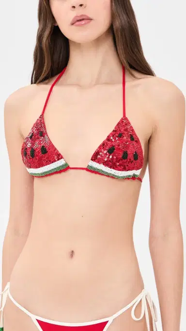 Leslie Amon Watermelon lice Tirangle Bikini Top Watermelon | Thumbnail 2 Leslie Amon Watermelon lice Tirangle Bikini Top Watermelon | Thumbnail 2