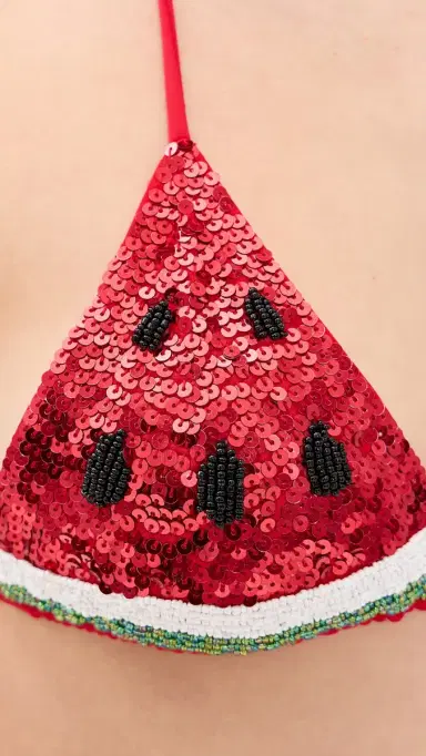 Leslie Amon Watermelon lice Tirangle Bikini Top Watermelon | Thumbnail 6 Leslie Amon Watermelon lice Tirangle Bikini Top Watermelon | Thumbnail 6
