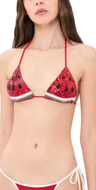 Leslie Amon Watermelon lice Tirangle Bikini Top Watermelon | Thumbnail 1 Leslie Amon Watermelon lice Tirangle Bikini Top Watermelon | Thumbnail 1