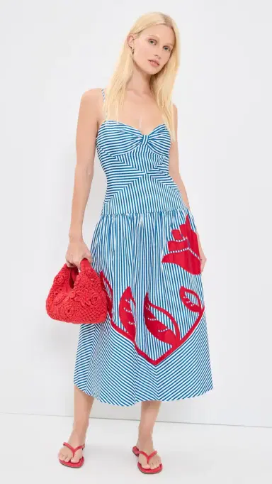 FARM Rio ky tripes Blue Sleeveless Midi Dress ky tripes Blue | Thumbnail 2 FARM Rio ky tripes Blue Sleeveless Midi Dress ky tripes Blue | Thumbnail 2