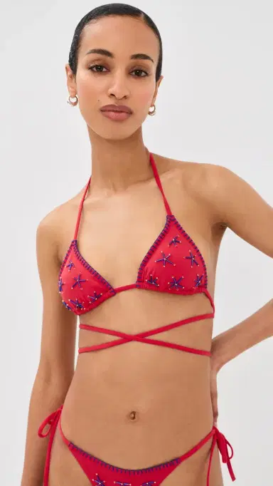 Staud Lido Triangle Bikini Top Painted Foulard | Thumbnail 2 Staud Lido Triangle Bikini Top Painted Foulard | Thumbnail 2