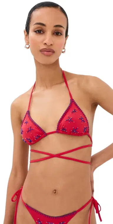 Staud Lido Triangle Bikini Top Painted Foulard | Thumbnail 1 Staud Lido Triangle Bikini Top Painted Foulard | Thumbnail 1