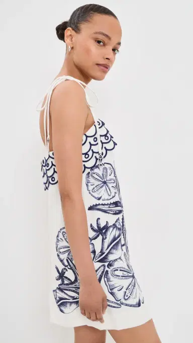 Farm Rio Coast tars Linen Mini Dress Coast tars Off-White | Thumbnail 4 Farm Rio Coast tars Linen Mini Dress Coast tars Off-White | Thumbnail 4