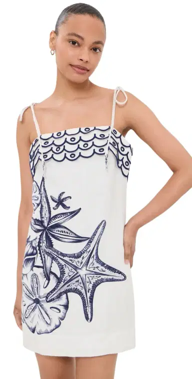 Farm Rio Coast tars Linen Mini Dress Coast tars Off-White | Thumbnail 1 Farm Rio Coast tars Linen Mini Dress Coast tars Off-White | Thumbnail 1