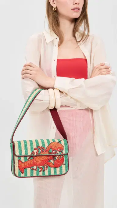 Staud Tommy Beaded Shoulder Bag Summer Lobster | Thumbnail 3 Staud Tommy Beaded Shoulder Bag Summer Lobster | Thumbnail 3