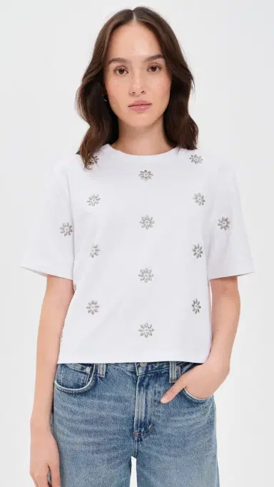 Veronica Beard Jean Embellished Sebastian Tee White S | Thumbnail 2 Veronica Beard Jean Embellished Sebastian Tee White S | Thumbnail 2