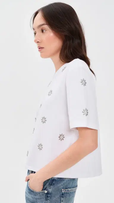 Veronica Beard Jean Embellished Sebastian Tee White S | Thumbnail 4 Veronica Beard Jean Embellished Sebastian Tee White S | Thumbnail 4