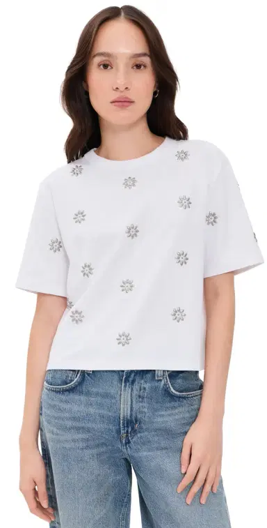 Veronica Beard Jean Embellished Sebastian Tee White S | Thumbnail 1 Veronica Beard Jean Embellished Sebastian Tee White S | Thumbnail 1