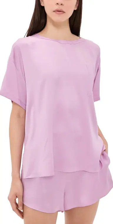 Lunya Washable ilk Tee and Shorts Pajama et Lilac Bloom | Thumbnail 1 Lunya Washable ilk Tee and Shorts Pajama et Lilac Bloom | Thumbnail 1