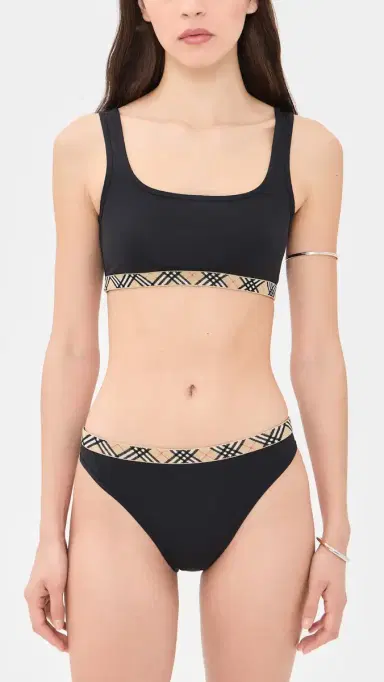 Burberry Check Trim Bikini Bottoms Black | Thumbnail 4 Burberry Check Trim Bikini Bottoms Black | Thumbnail 4